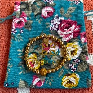 Rustic Cuff Gold Beaded Bracelet